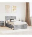vidaXL Bed Frame with Headboard Concerte 120 x 200 cm Solid Pine Wood — Colour: Concrete grey — V0672007255
