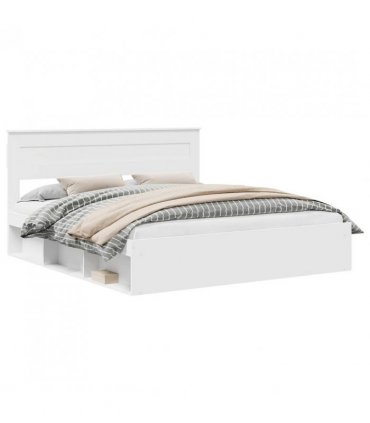 vidaXL Bed Frame with Headboard White 180 x 200 cm Solid Pine Wood — V0672007259