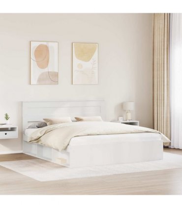 vidaXL Bed Frame with Headboard White 180 x 200 cm Solid Pine Wood — V0672007259