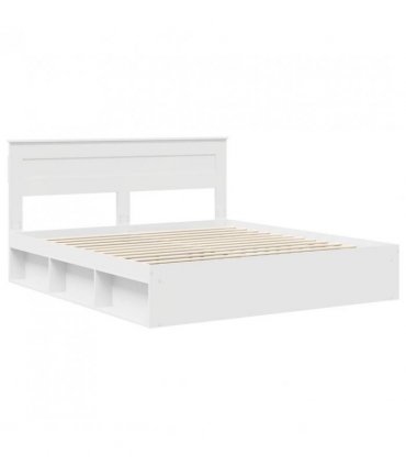vidaXL Bed Frame with Headboard White 180 x 200 cm Solid Pine Wood — V0672007259