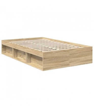 vidaXL Bed Frame with Headboard Sonoma 120 x 190 cm Solid Pine Wood — Colour: Sonoma oak — V0672007270
