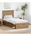 vidaXL Bed Frame Artisian Oak 100 x 200 cm Solid Pine Wood — Colour: Artisan oak — V0672007276