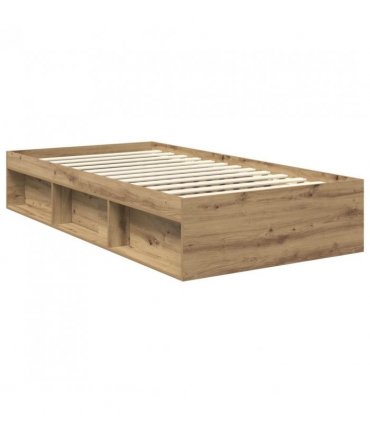 vidaXL Bed Frame Artisian Oak 100 x 200 cm Solid Pine Wood — Colour: Artisan oak — V0672007276