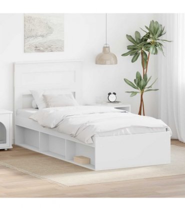 vidaXL Bed Frame with Headboard White 75 x 190 cm Solid Pine Wood — V0672007285