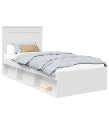 vidaXL Bed Frame with Headboard White 75 x 190 cm Solid Pine Wood — V0672007285