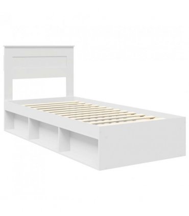 vidaXL Bed Frame with Headboard White 75 x 190 cm Solid Pine Wood — V0672007285