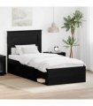 vidaXL Bed Frame with Headboard Black 100 x 200 cm Solid Pine Wood — Colour: Black oak