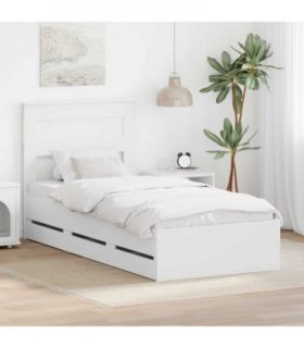 vidaXL Bed Frame with Drawer White 75 x 190 cm Engineer Wood — V0672007330