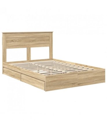 vidaXL Storage Bed with Drawer Sonoma Oak 160 x 200 cm Engineered Wood — V0672007405