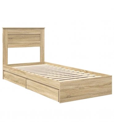 vidaXL Storage Bed with Drawer Sonoma Oak 75 x 190 cm Engineered Wood — V0672007416
