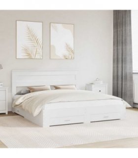 vidaXL Bed Frame with Headboard White 180 x 200 cm Engineered Wood — V0672007454
