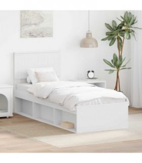 vidaXL Bed Frame with Headboard White 75 x 190 cm Solid Pine Wood — V0672007860