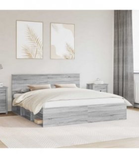 vidaXL Bed Frame Grey Sonoma 180 x 200 cm Solid Pine Wood — V0672007876