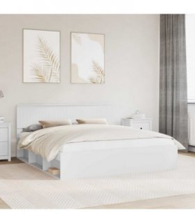vidaXL Bed Frame with Headboard White 180 x 200 cm Solid Pine Wood — V0672007883