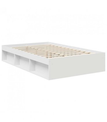 vidaXL Bed Frame with Headboard White 120 x 190 cm Solid Pine Wood — V0672007889