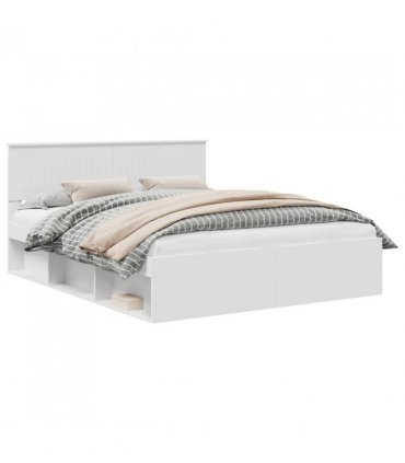 vidaXL Bed Frame with Headboard White 160 x 200 cm Solid Pine Wood
