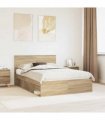 vidaXL Bed Frame with Headboard Sonoma 140 x 200 cm Solid Pine Wood — Colour: Sonoma oak — V0672007898