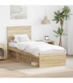 vidaXL Bed Frame with Headboard Sonoma Oak 75 x 190 cm Solid Pine Wood — V0672007899