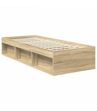 vidaXL Bed Frame with Headboard Sonoma Oak 75 x 190 cm Solid Pine Wood — V0672007899