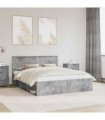 vidaXL Bed Frame with Headboard Concerte 160 x 200 cm Solid Pine Wood — Colour: Concrete grey — V0672007903