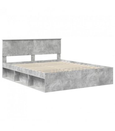 vidaXL Bed Frame with Headboard Concerte 160 x 200 cm Solid Pine Wood — Colour: Concrete grey — V0672007903