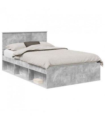 vidaXL Bed Frame with Headboard Concerte 120 x 200 cm Solid Pine Wood — Colour: Concrete grey — V0672007915