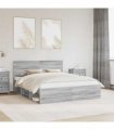 vidaXL Bed Frame Grey Sonoma 160 x 200 cm Solid Pine Wood