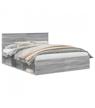 vidaXL Bed Frame Grey Sonoma 160 x 200 cm Solid Pine Wood