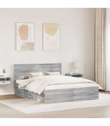 vidaXL Bed Frame Grey Sonoma 160 x 200 cm Solid Pine Wood