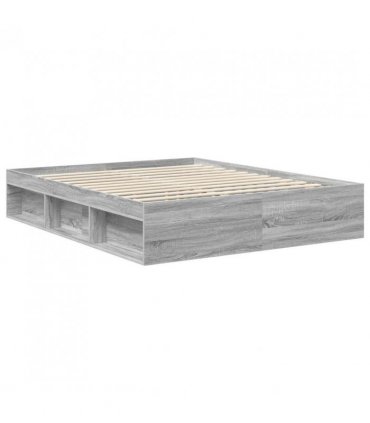 vidaXL Bed Frame Grey Sonoma 160 x 200 cm Solid Pine Wood