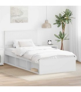 vidaXL Bed Frame with Headboard White 100 x 200 cm Solid Pine Wood — V0672007925