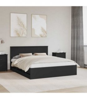 vidaXL Bed Frame with Drawer Black 160 x 200 cm Engineer Wood — V0672007934