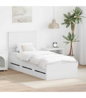 vidaXL Bed Frame with Drawer White 75 x 190 cm Engineer Wood — V0672007957