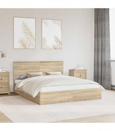 vidaXL Storage Bed with Drawer Sonoma Oak 160 x 200 cm Engineered Wood — V0672008017