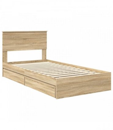 vidaXL Storage Bed with Drawer Sonoma Oak 100 x 200 cm Engineered Wood — V0672008024