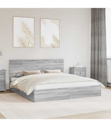 vidaXL Storage Bed Grey Sonoma 180 x 200 cm Engineered Wood — V0672008039