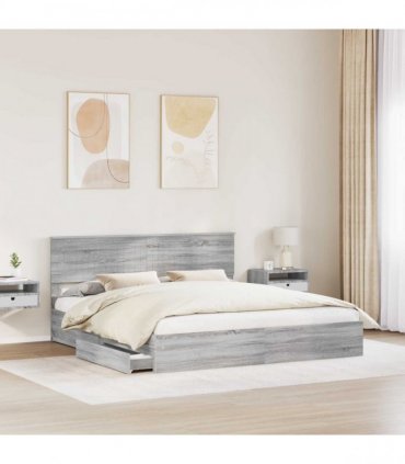 vidaXL Storage Bed Grey Sonoma 180 x 200 cm Engineered Wood — V0672008039