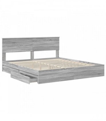 vidaXL Storage Bed Grey Sonoma 180 x 200 cm Engineered Wood — V0672008039