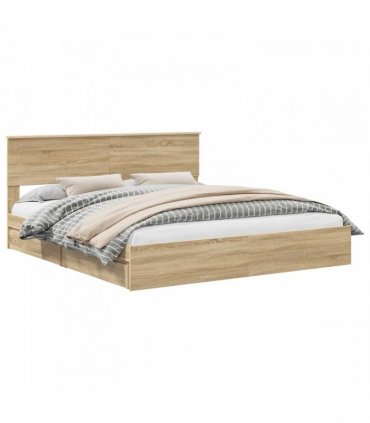 vidaXL Storage Bed with Drawer Sonoma Oak 180 x 200 cm Engineered Wood — V0672008056