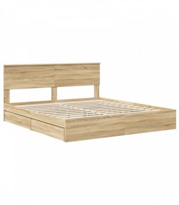 vidaXL Storage Bed with Drawer Sonoma Oak 180 x 200 cm Engineered Wood — V0672008056