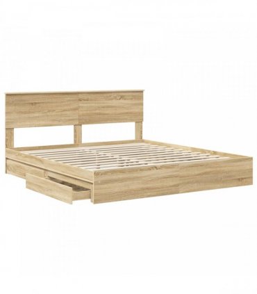 vidaXL Storage Bed with Drawer Sonoma Oak 180 x 200 cm Engineered Wood — V0672008056
