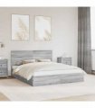 vidaXL Storage Bed Grey Sonoma 160 x 200 cm Engineered Wood
