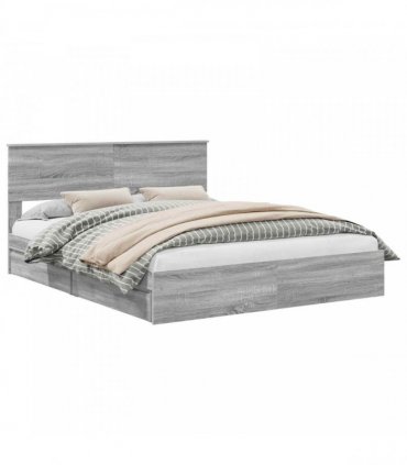 vidaXL Storage Bed Grey Sonoma 160 x 200 cm Engineered Wood