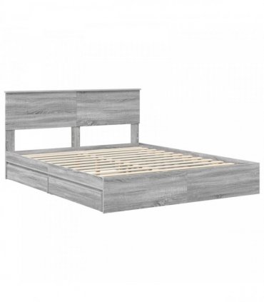 vidaXL Storage Bed Grey Sonoma 160 x 200 cm Engineered Wood