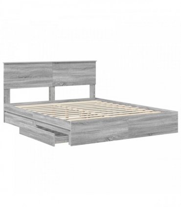 vidaXL Storage Bed Grey Sonoma 160 x 200 cm Engineered Wood