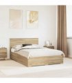 vidaXL Bed Frame with Drawer Sonoma Oak 135 x 190 cm Engineered Wood — V0672008085