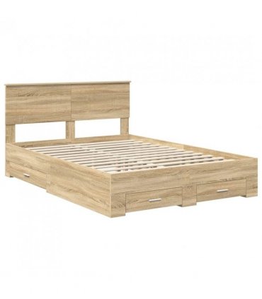 vidaXL Bed Frame with Drawer Sonoma Oak 135 x 190 cm Engineered Wood — V0672008085