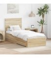 vidaXL Bed Frame Sonoma Oak and Silver 75 x 190 cm Engineered Wood — V0672008094