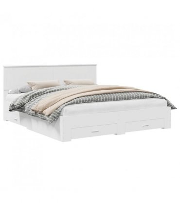 vidaXL Bed Frame with Drawer White 180 x 200 cm Engineered Wood