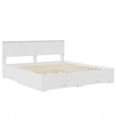 vidaXL Bed Frame with Drawer White 180 x 200 cm Engineered Wood
